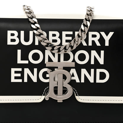 Burberry Calfskin Logo Printed Small TB Bag Black White 7 of 9