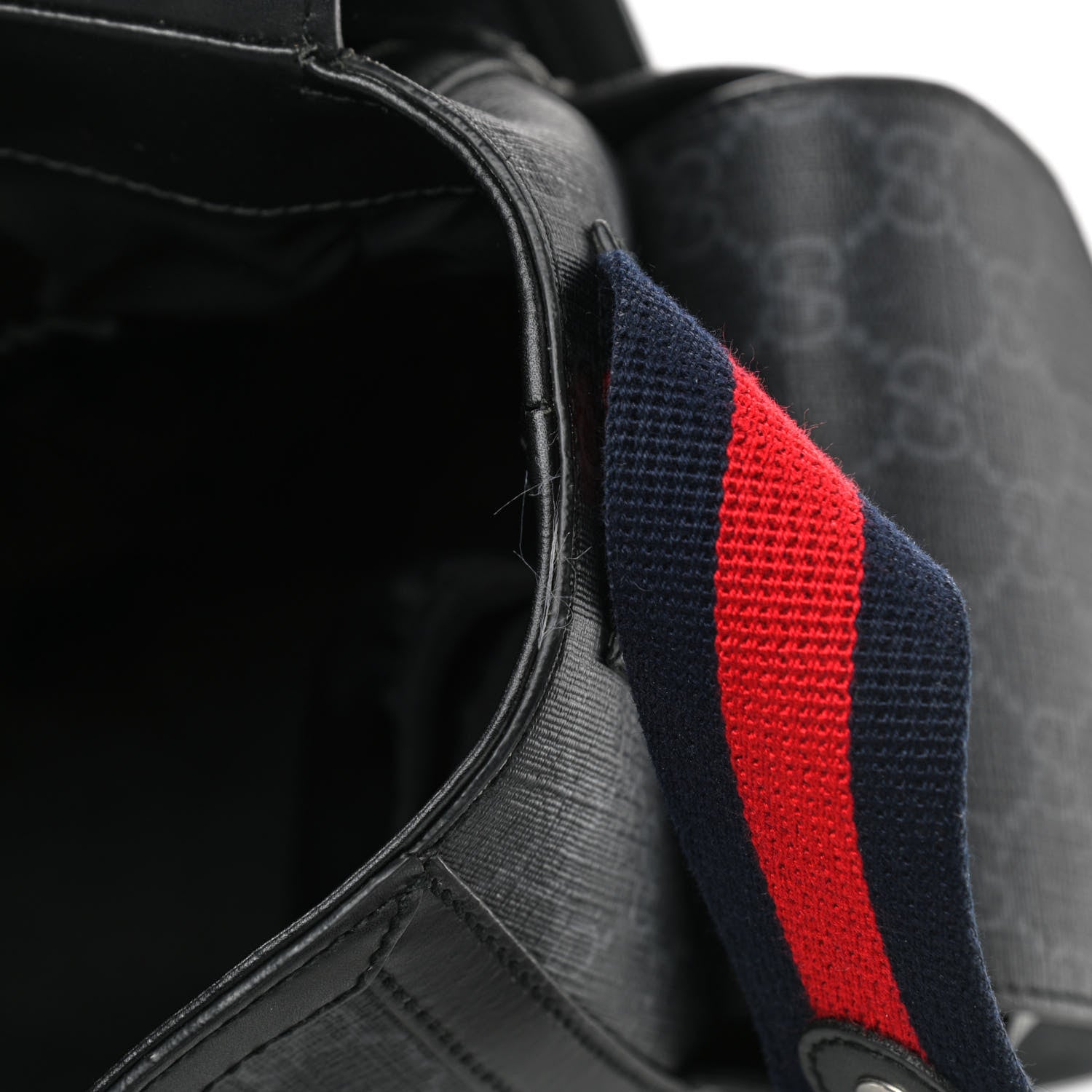 Gucci GG Supreme Monogram Web Messenger Diaper Bag Black Grey 11 of 16