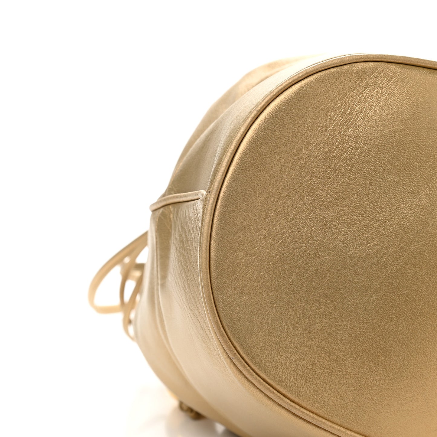Metallic Lambskin CC Drawstring Shoulder Bag Gold