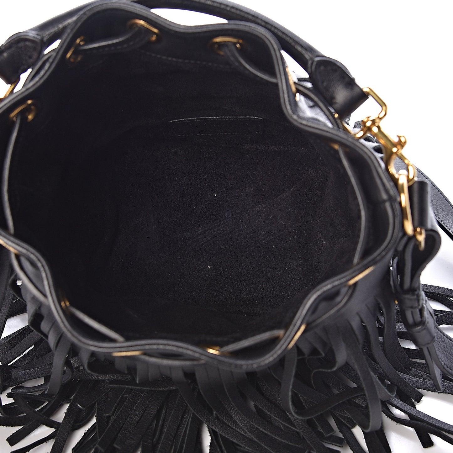 Calfskin Small Emmanuelle Fringe Hobo Bag Black