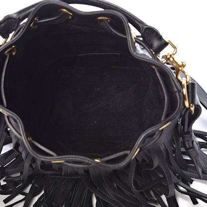 Saint Laurent Calfskin Small Emmanuelle Fringe Hobo Bag Black 6 of 9