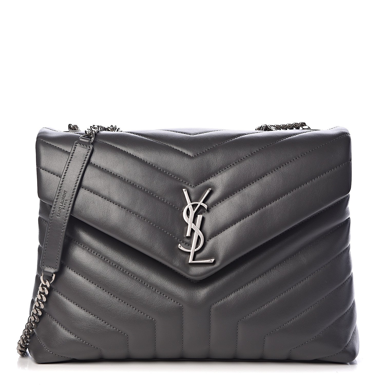 Saint Laurent Calfskin Y Quilted Monogram Medium Loulou Chain Satchel Earth 1 of 10