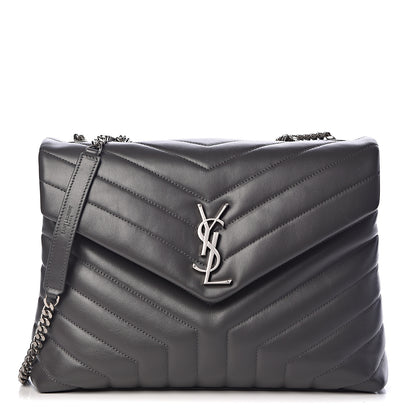 Saint Laurent Calfskin Y Quilted Monogram Medium Loulou Chain Satchel Earth 1 of 10