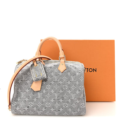 Louis Vuitton Monogram Denim Speedy Soft 30 Washed Gray 10 of 10