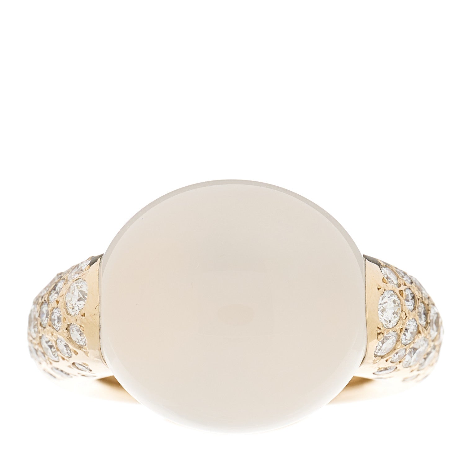 Pomellato 18K White Gold Diamond White Quartz Iconica Ring 55 7.25 1 of 9