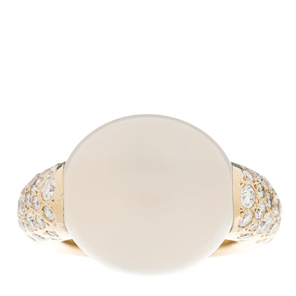 Pomellato 18K White Gold Diamond White Quartz Iconica Ring 55 7.25 1 of 9