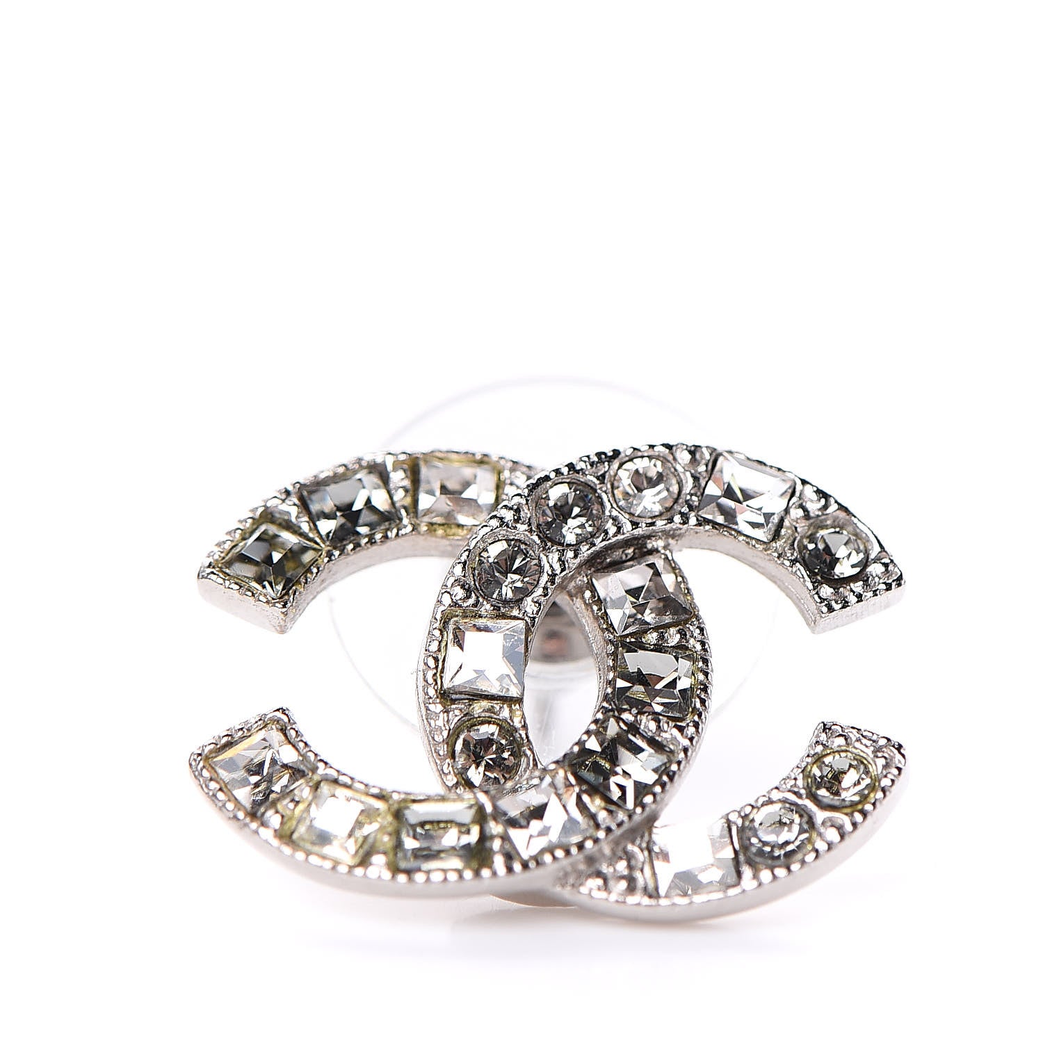 Chanel Crystal CC Earrings Silver 5 of 6