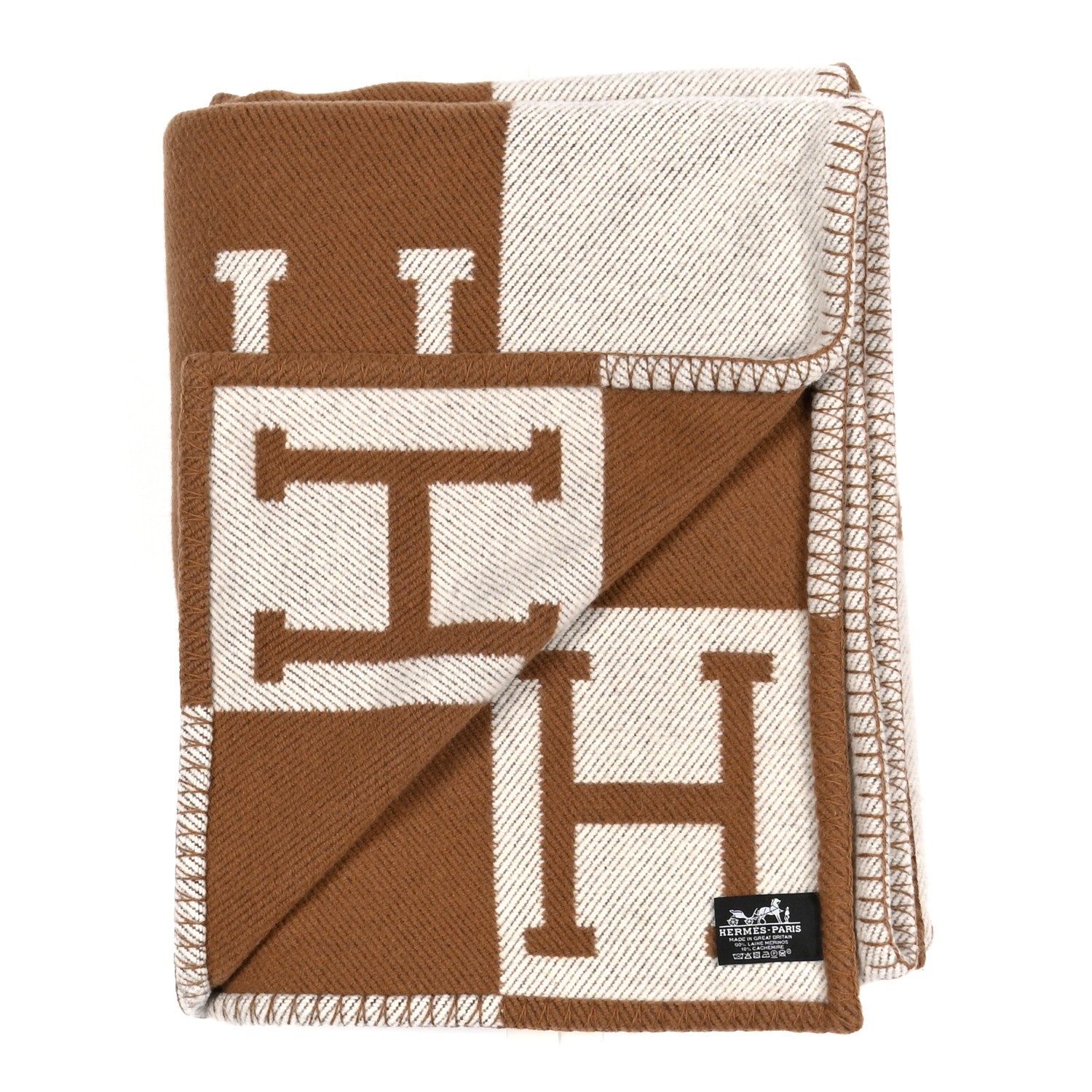 Hermes Wool Cashmere Avalon Blanket Ecru Camel 2 of 3