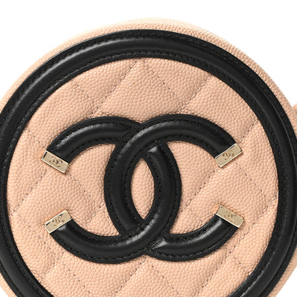 Chanel Caviar Quilted Round Filigree Crossbody Beige Black 8 of 10