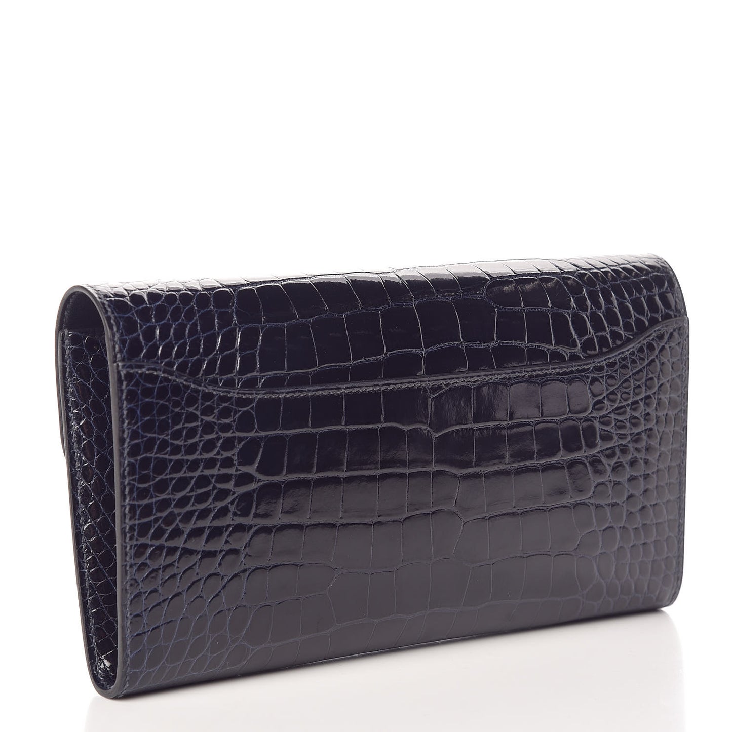 Shiny Alligator Constance Long Wallet Bleu Marine