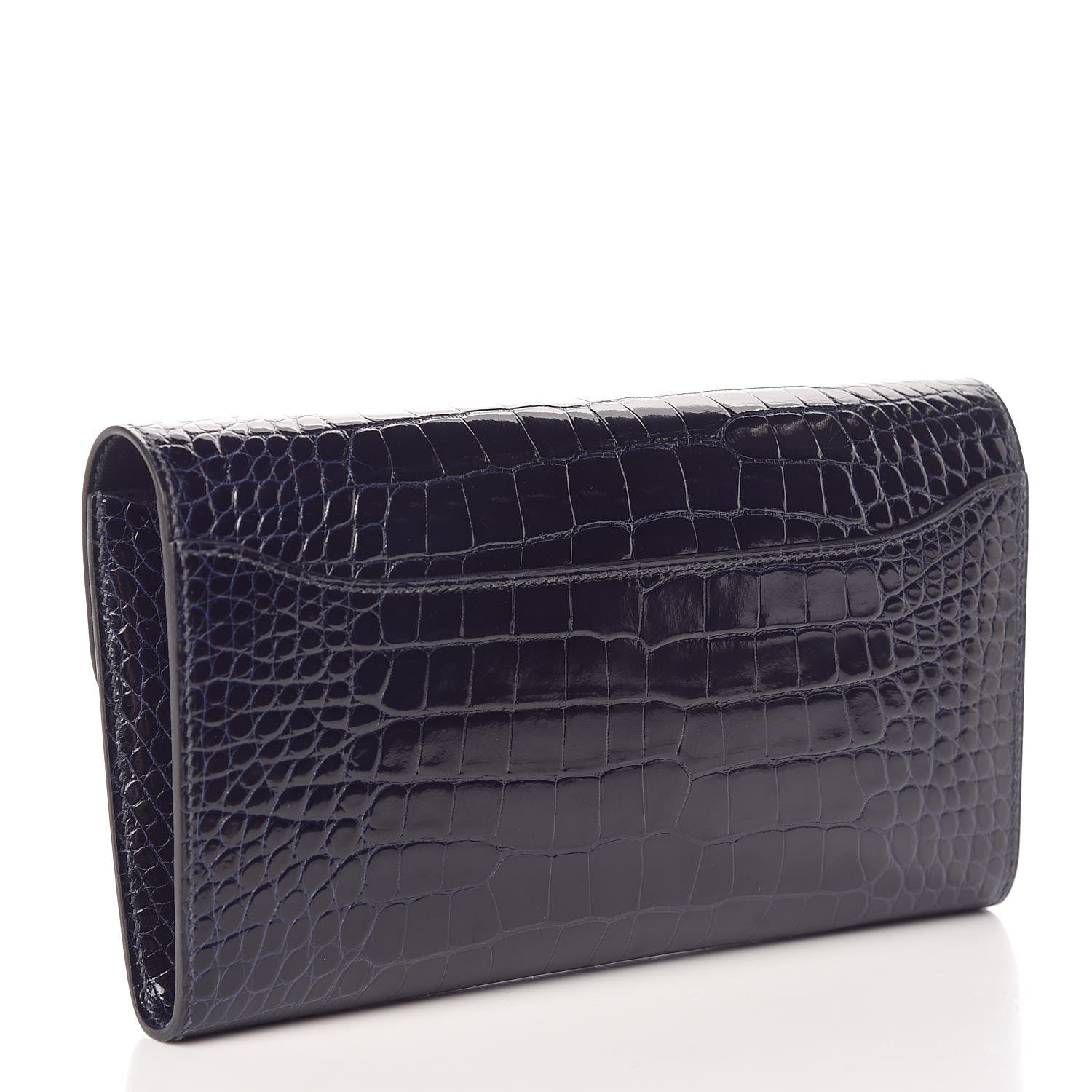 Hermes Shiny Alligator Constance Long Wallet Bleu Marine 3 of 8