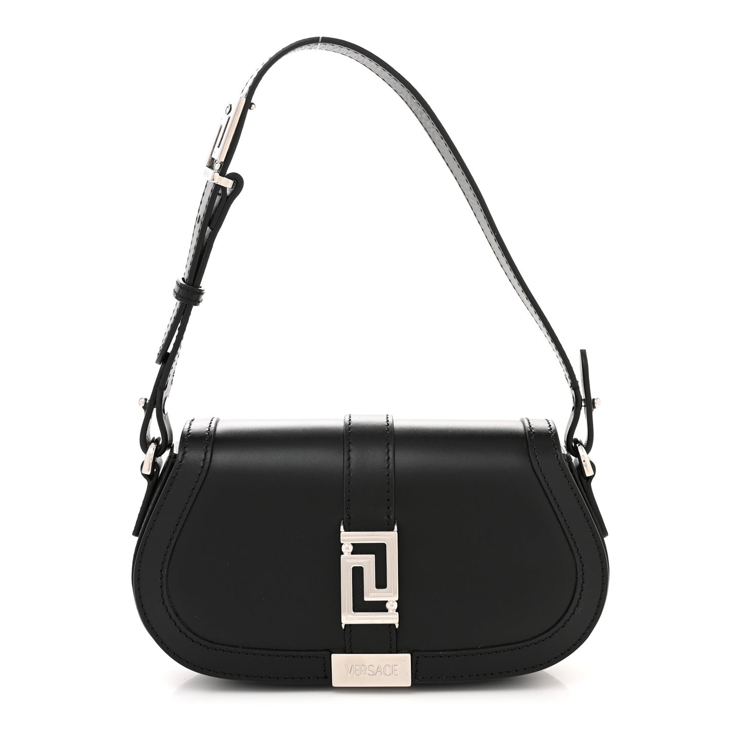 Lambskin Mini Greca Goddess Shoulder Bag Black