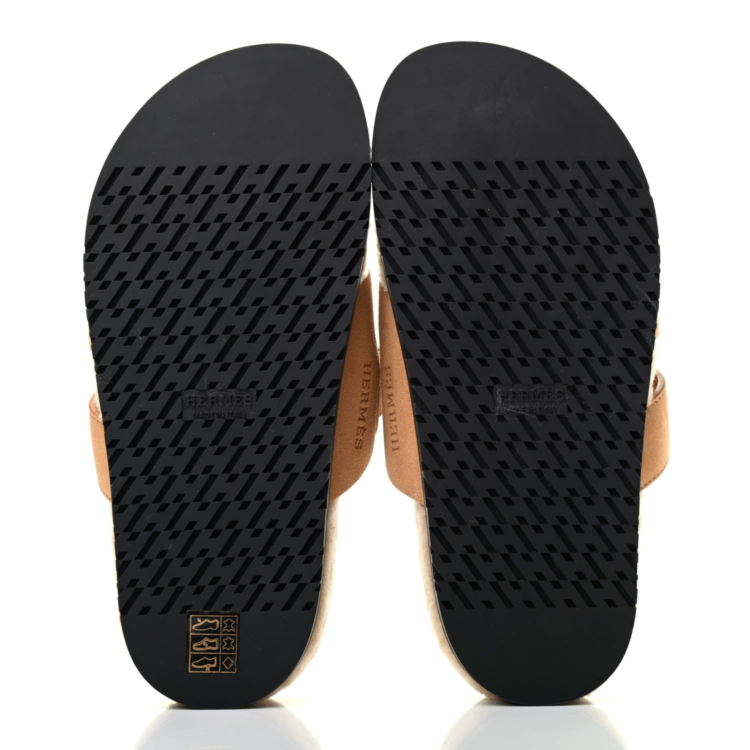 Hermes Suede Goatskin Woolskin Womens Chypre Sandals 37 Golden Beige 4 of 4