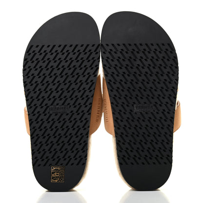 Hermes Suede Goatskin Woolskin Womens Chypre Sandals 37 Golden Beige 4 of 4