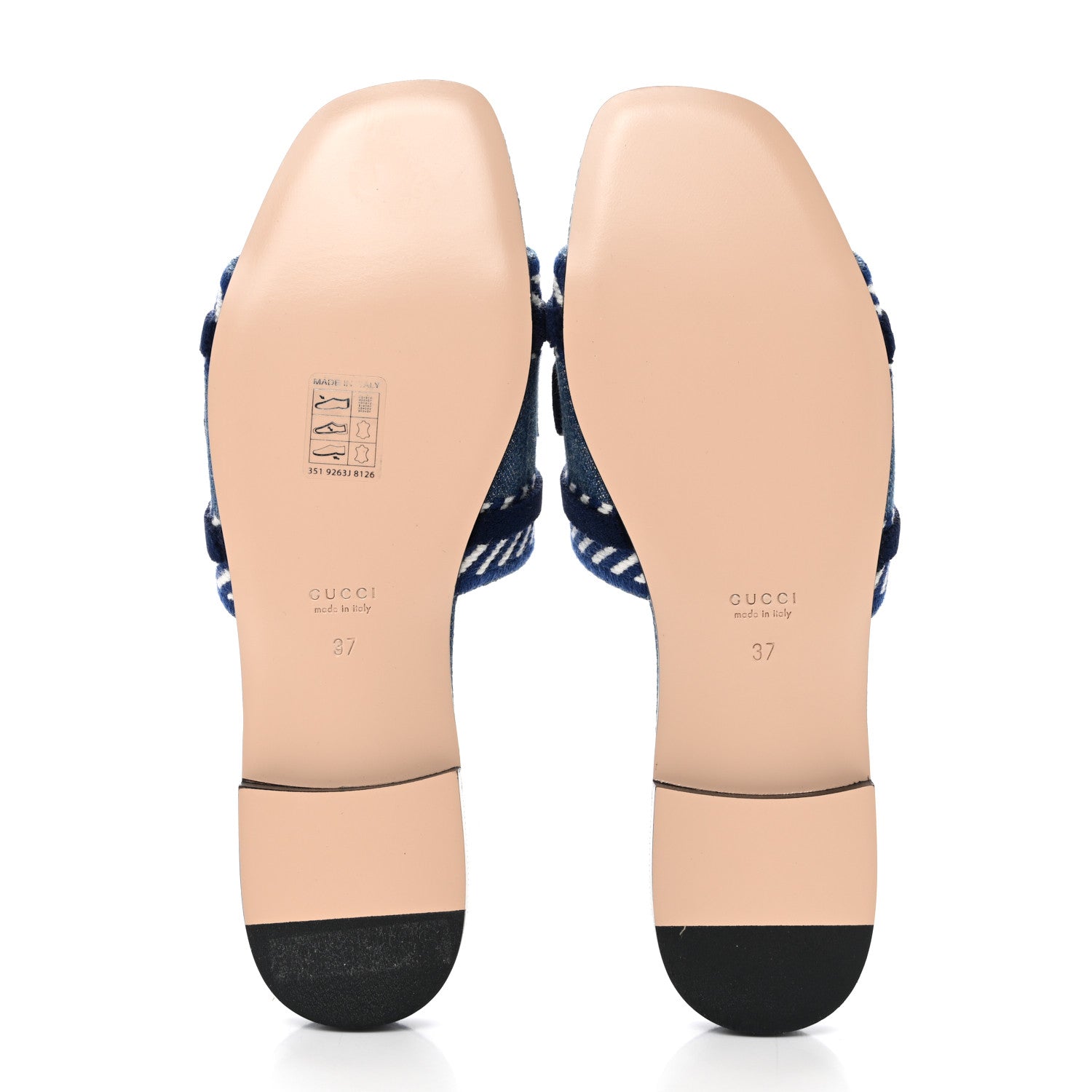Gucci Plain Spain Denim Logo Slide Sandals 37 Light Blue 5 of 10