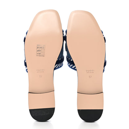 Gucci Plain Spain Denim Logo Slide Sandals 37 Light Blue 5 of 10
