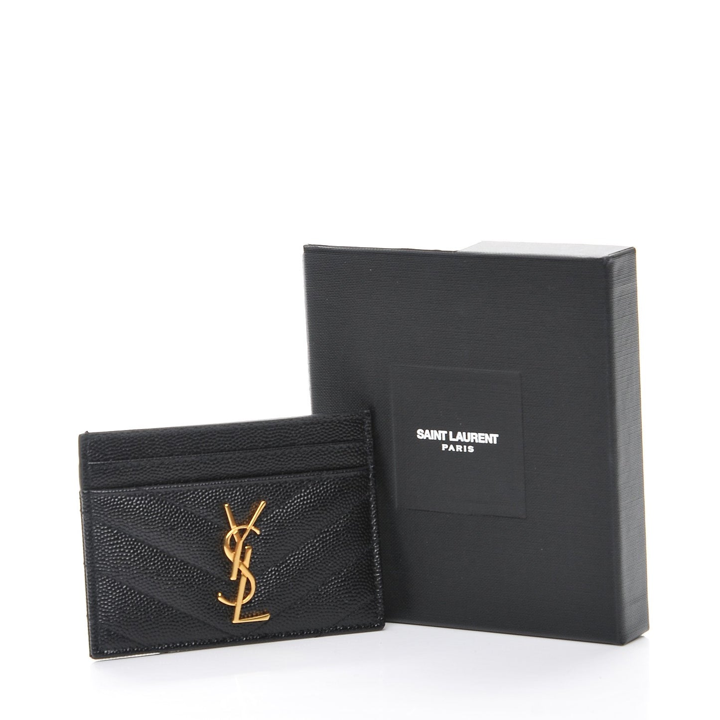Grain De Poudre Matelasse Chevron Monogram Credit Card Case Black