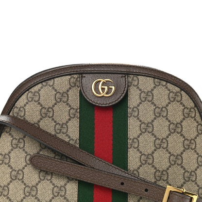 Gucci GG Supreme Monogram Textured Dollar Calfskin Web Small Ophidia Dome Shoulder Bag Beige Ebony New Acero 8 of 8