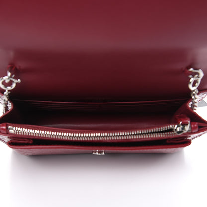 Saint Laurent Calfskin Crocodile Embossed Monogram Sunset Chain Wallet Amaretto 5 of 8