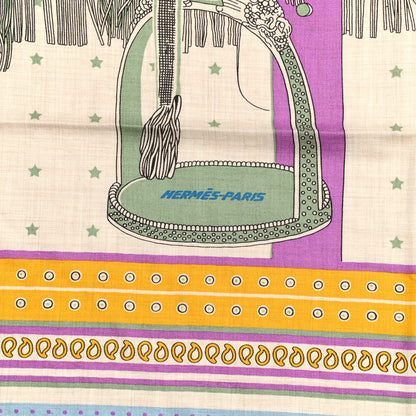 Hermes Cashmere Selle De Dignitaire Bandana Shawl 140 Vieux Rose Naturel 2 of 6