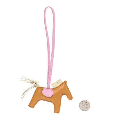 Hermes Milo Lambskin Grigri Rodeo Horse Bag Charm PM Sesame Mauve Sylvestre Craie 2 of 5