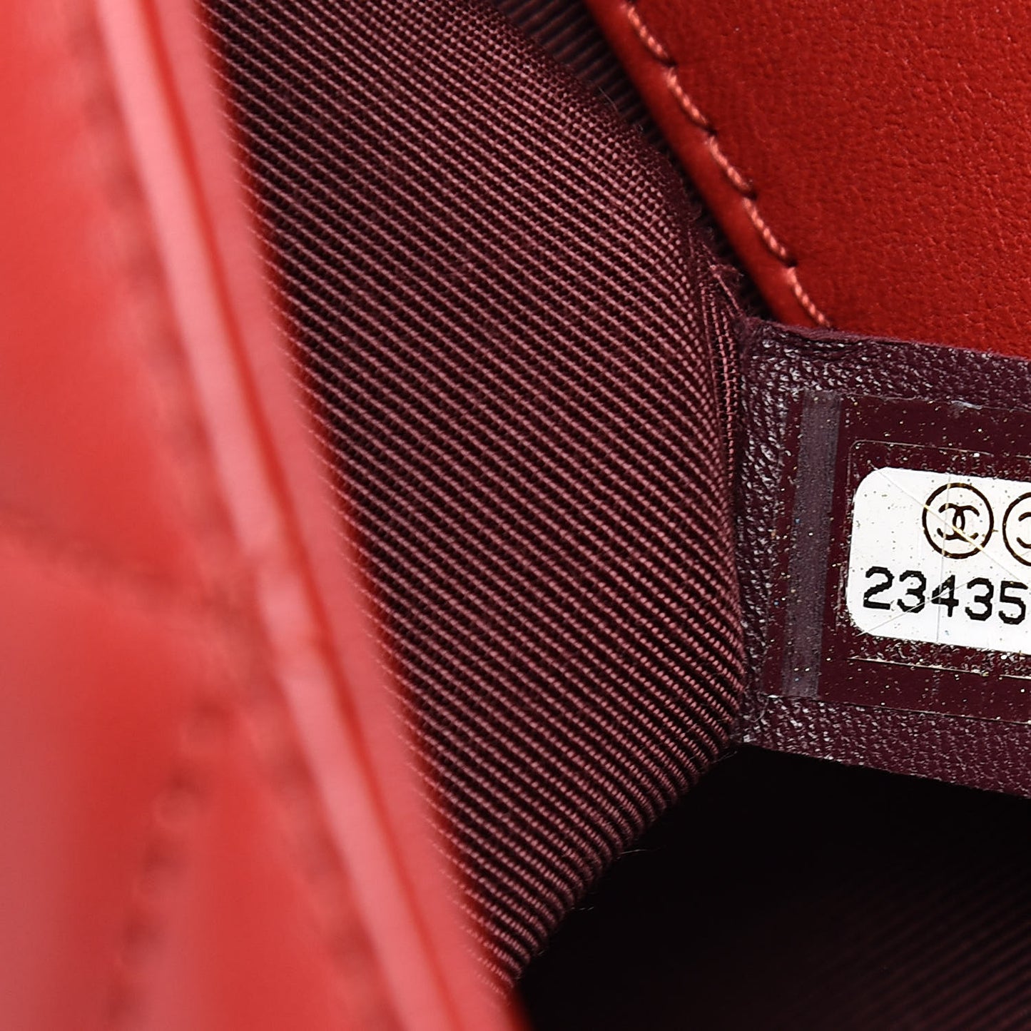 Lambskin Quilted Retro Label Clutch Red