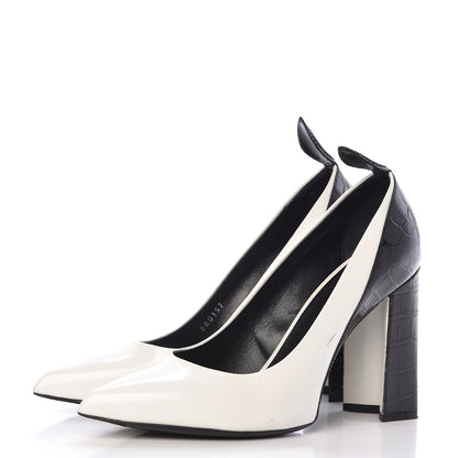 Louis Vuitton Calfskin Crocodile Embossed Matchmake Pumps 40 Black White 3 of 13