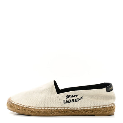 Saint Laurent Canvas Nappa Elba Light Logo Embroidered Espadrilles 39.5 Panna 1 of 8