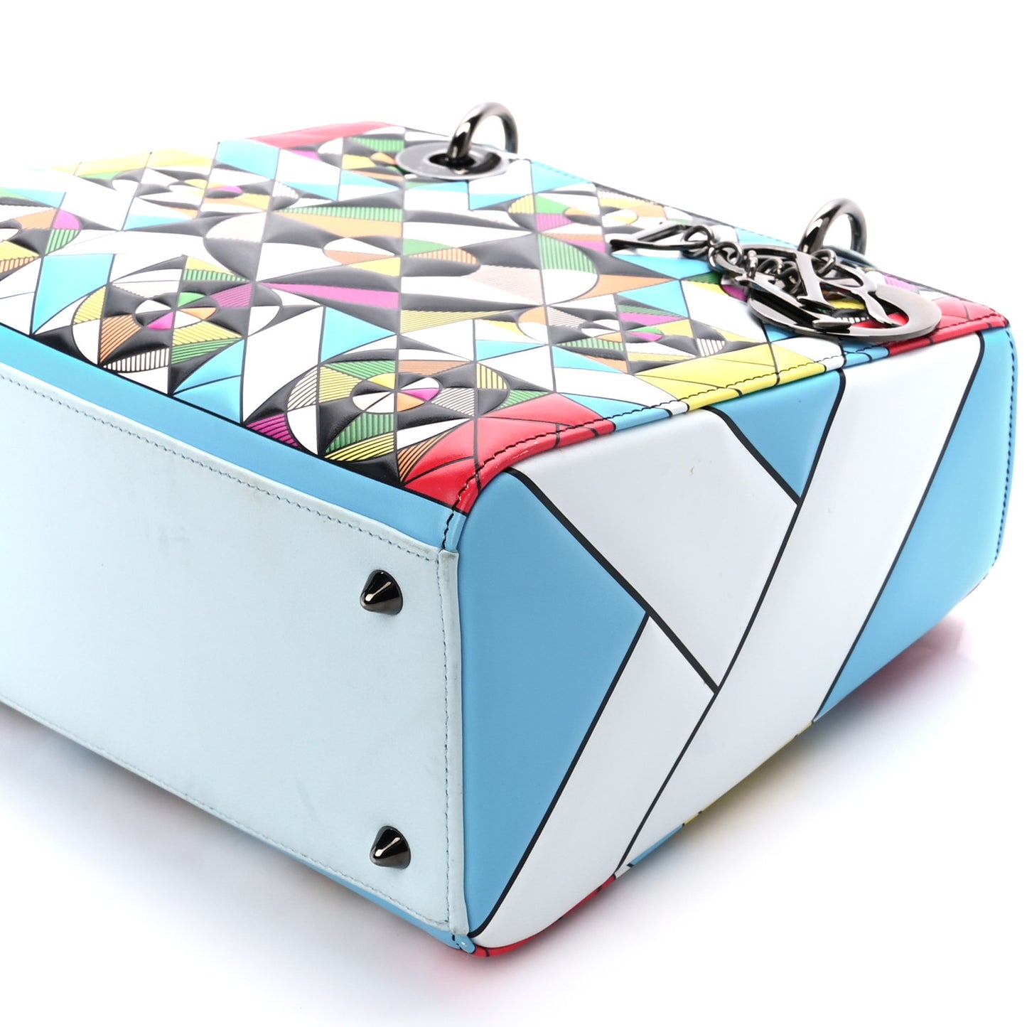 X EDUARDO TERRAZAS Printed Calfskin Medium Lady Dior Art Light Blue Multicolor