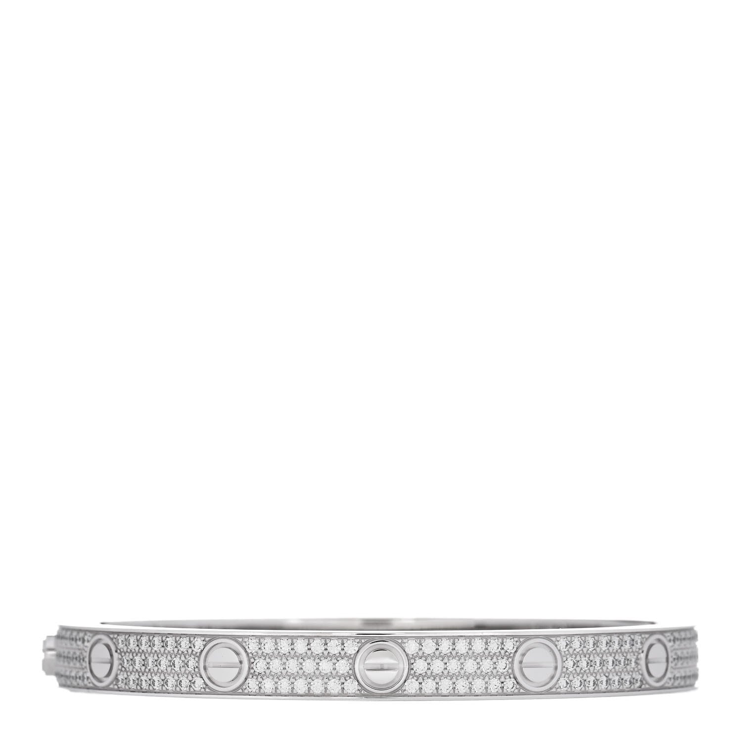Cartier 18K White Gold Diamond LOVE Paved Bracelet 18 2 of 7