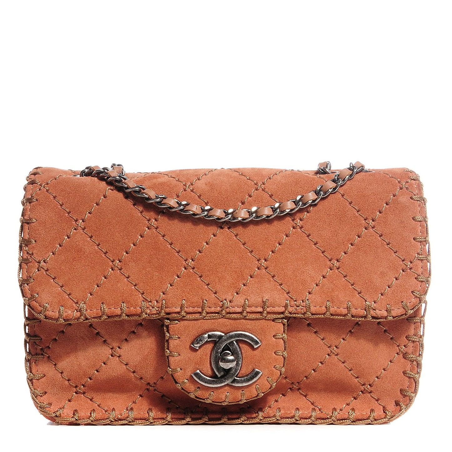 Suede Stitched Small Flap Pink