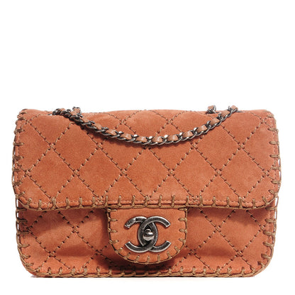 Chanel Suede Stitched Small Flap Pink 1 of 8