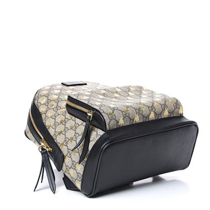 Gucci GG Supreme Monogram Bees Print Small Day Backpack Beige Oro Black 3 of 13
