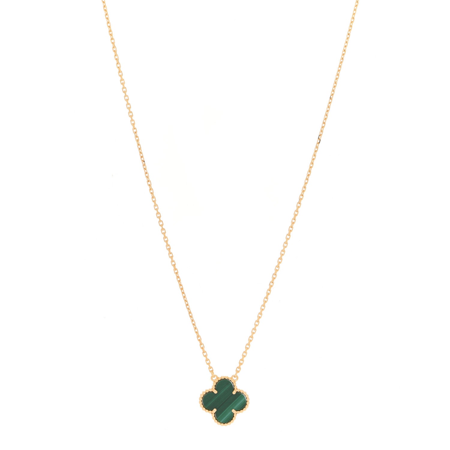 Van Cleef & Arpels 18K Yellow Gold Malachite Vintage Alhambra Pendant Necklace 1 of 7