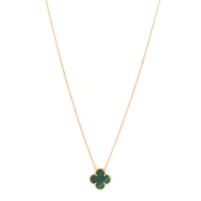 Van Cleef & Arpels 18K Yellow Gold Malachite Vintage Alhambra Pendant Necklace 1 of 7
