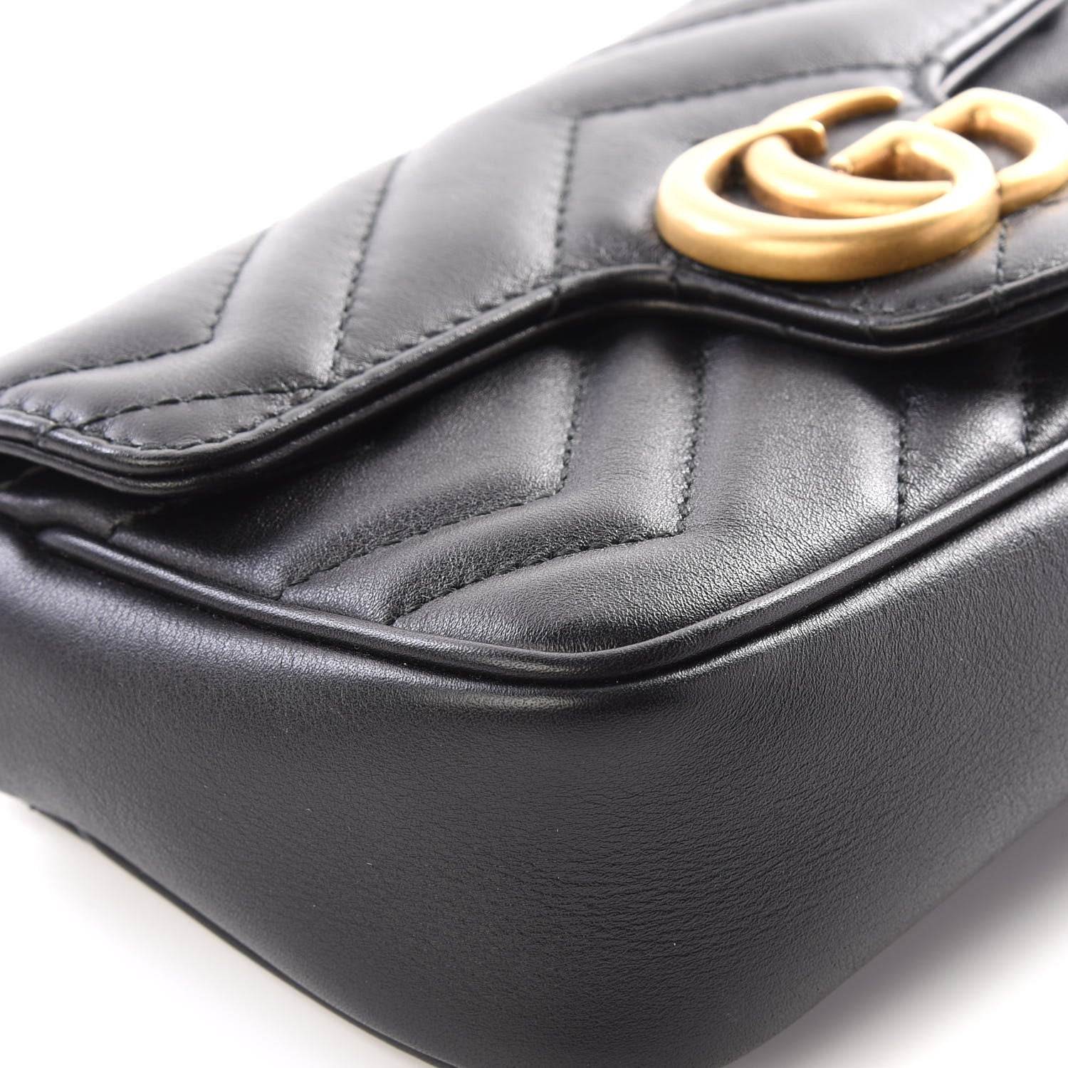 Gucci Calfskin Matelasse Super Mini GG Marmont Shoulder Bag Black 5 of 12