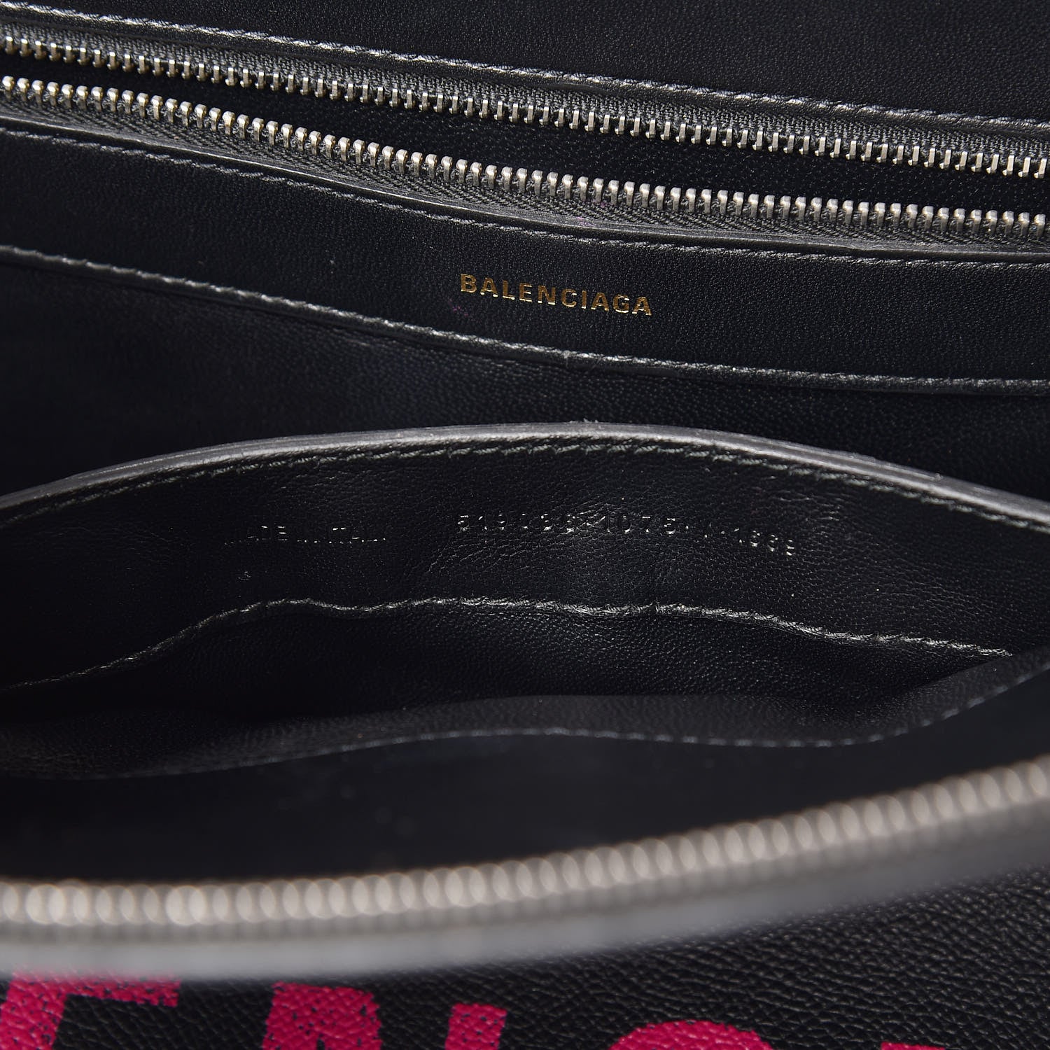 Balenciaga Signature Grained Calfskin Logo M Ville Top Handle Bag Black Rose Shocking 8 of 15