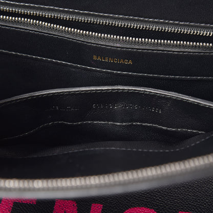 Balenciaga Signature Grained Calfskin Logo M Ville Top Handle Bag Black Rose Shocking 8 of 15