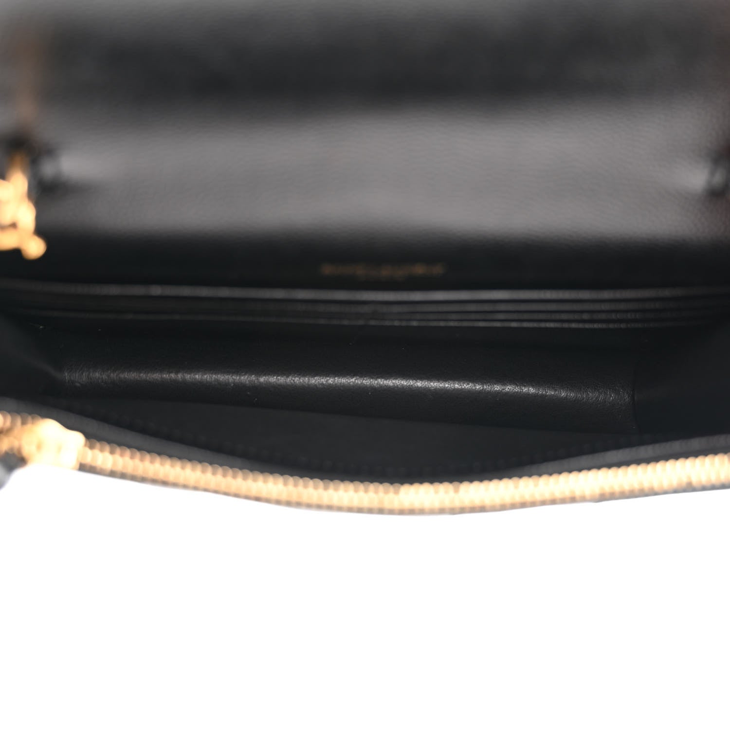 Saint Laurent Grain De Poudre Matelasse Chevron Monogram Envelope Chain Wallet Black 5 of 10