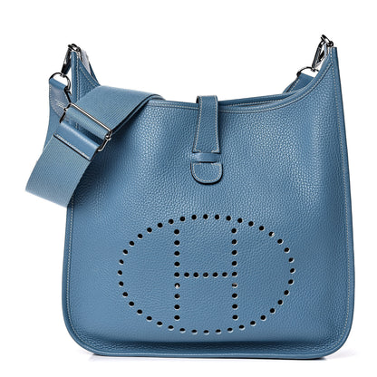Hermes Taurillon Clemence Evelyne III GM Blue Jean 1 of 12