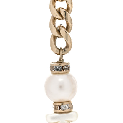 Chanel Pearl Resin Crystal CC No 5 Perfume Bottle Chain Drop Earrings Gold Pearly White 5 of 8