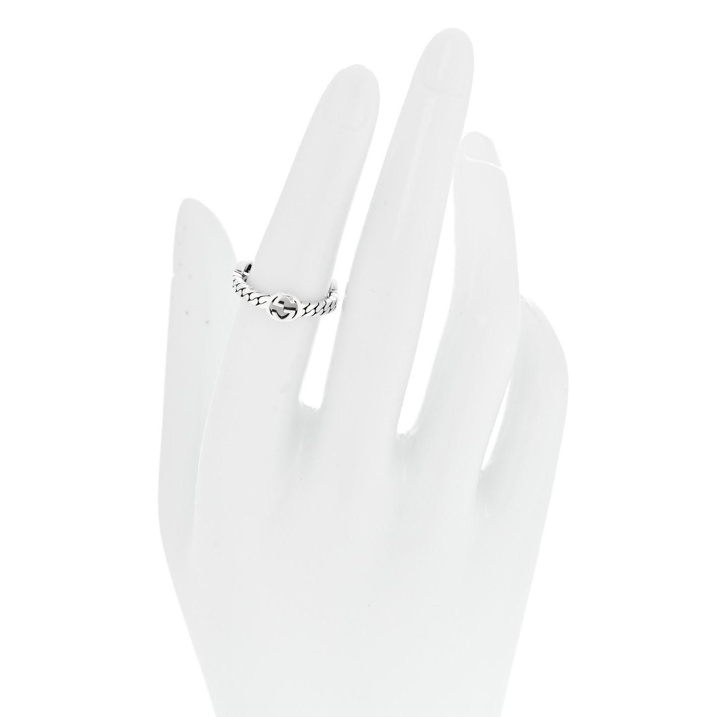 Sterling Silver Interlocking G Chain Ring 52 6