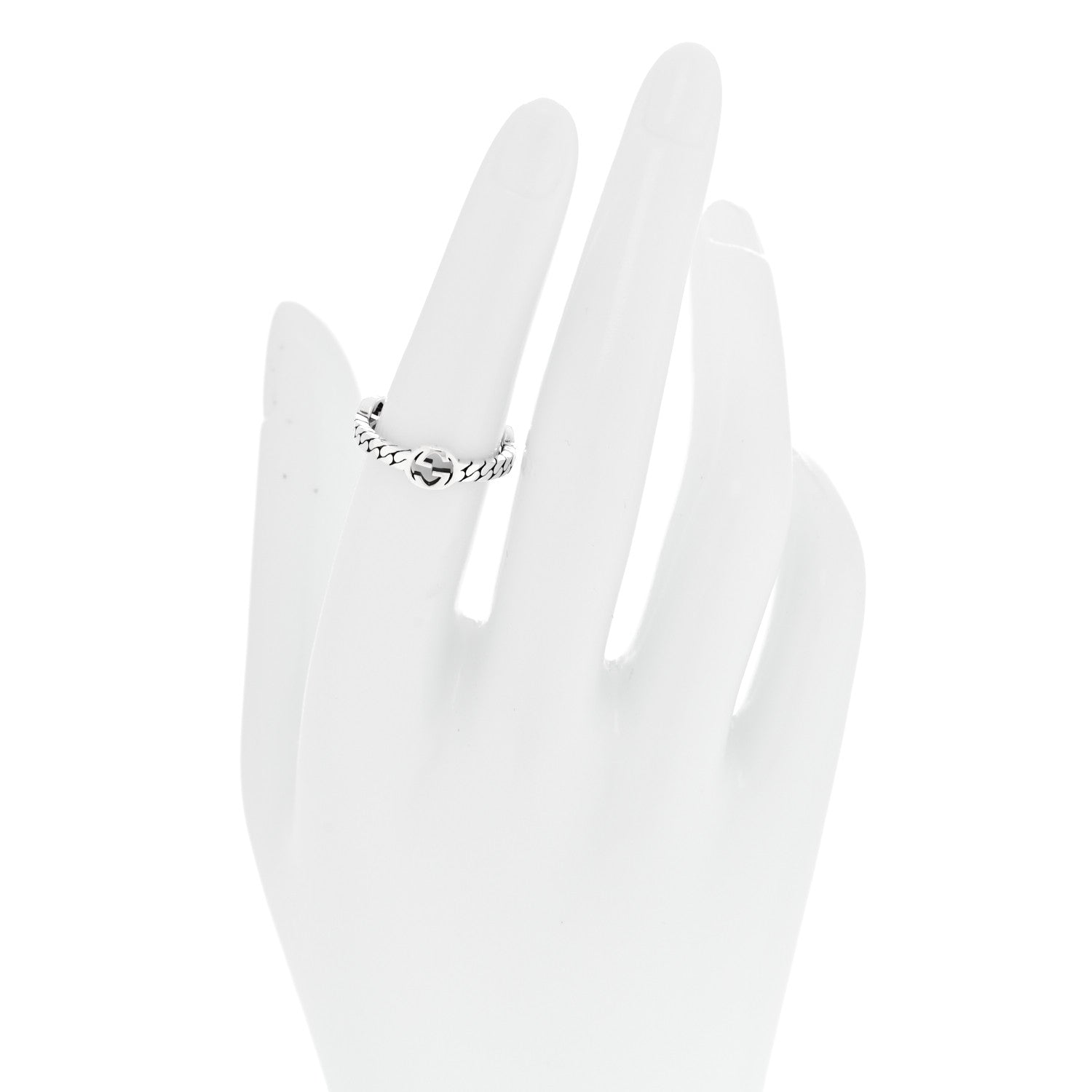 Gucci Sterling Silver Interlocking G Chain Ring 52 6 2 of 5