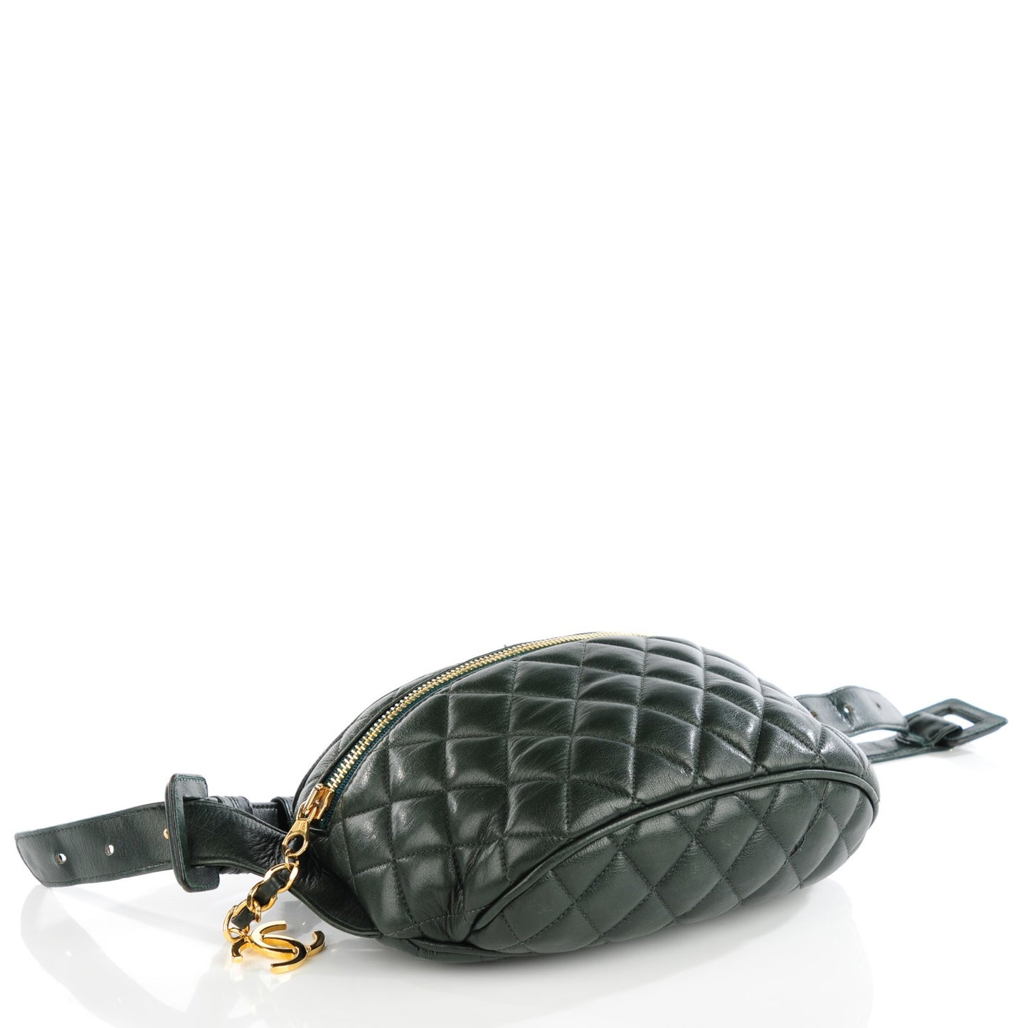 Lambskin Quilted Waist Belt Bag Fanny Pack 75 30 Dark Green