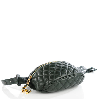 Chanel Lambskin Quilted Waist Belt Bag Fanny Pack 75 30 Dark Green 4 of 8