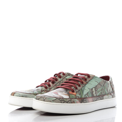 Gucci GG Supreme Monogram Tian Mens Low Top Sneakers 9 Beige Multicolor Red 3 of 10