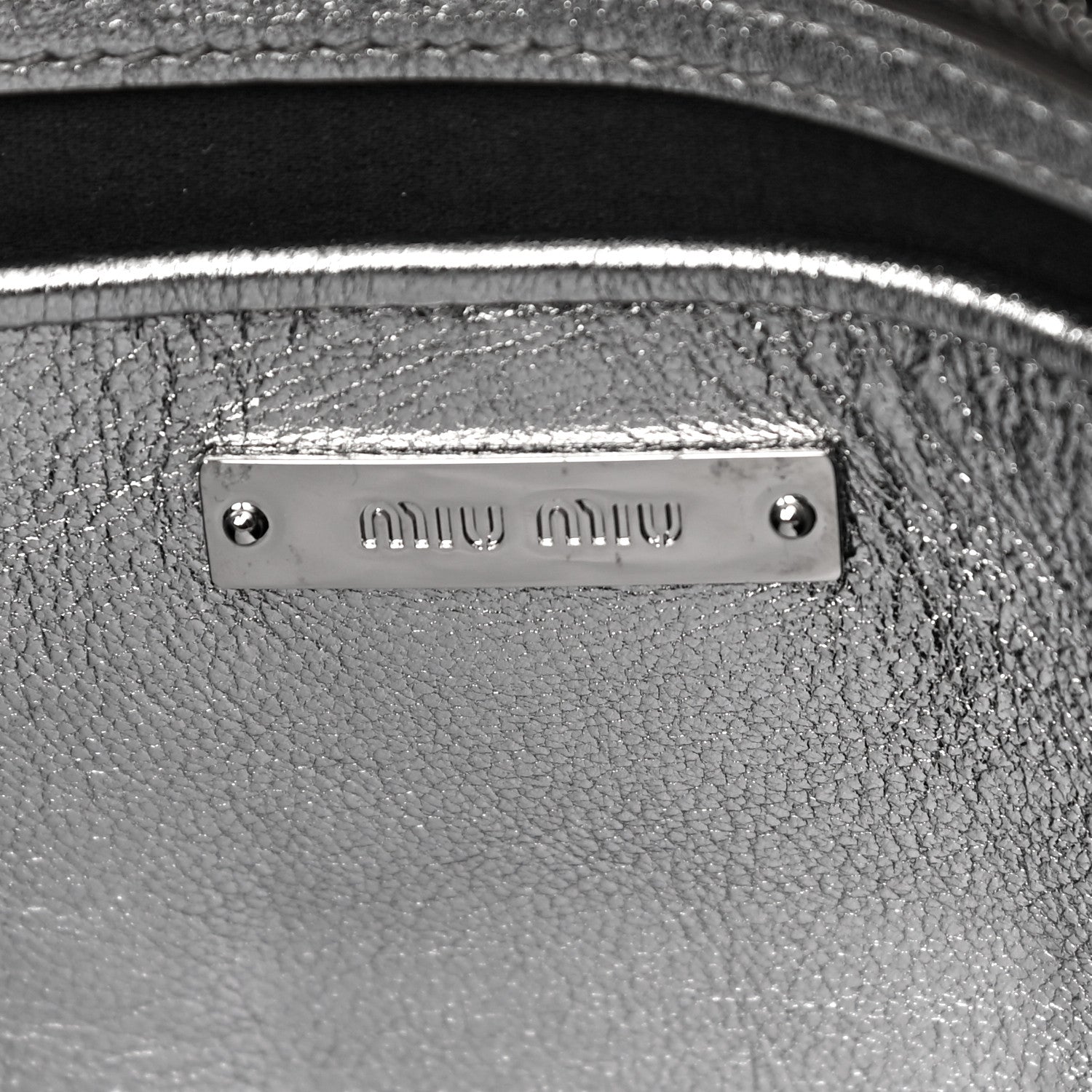 Miu Miu Nappa Matelasse Crystal Flap Clutch Cromo 6 of 12