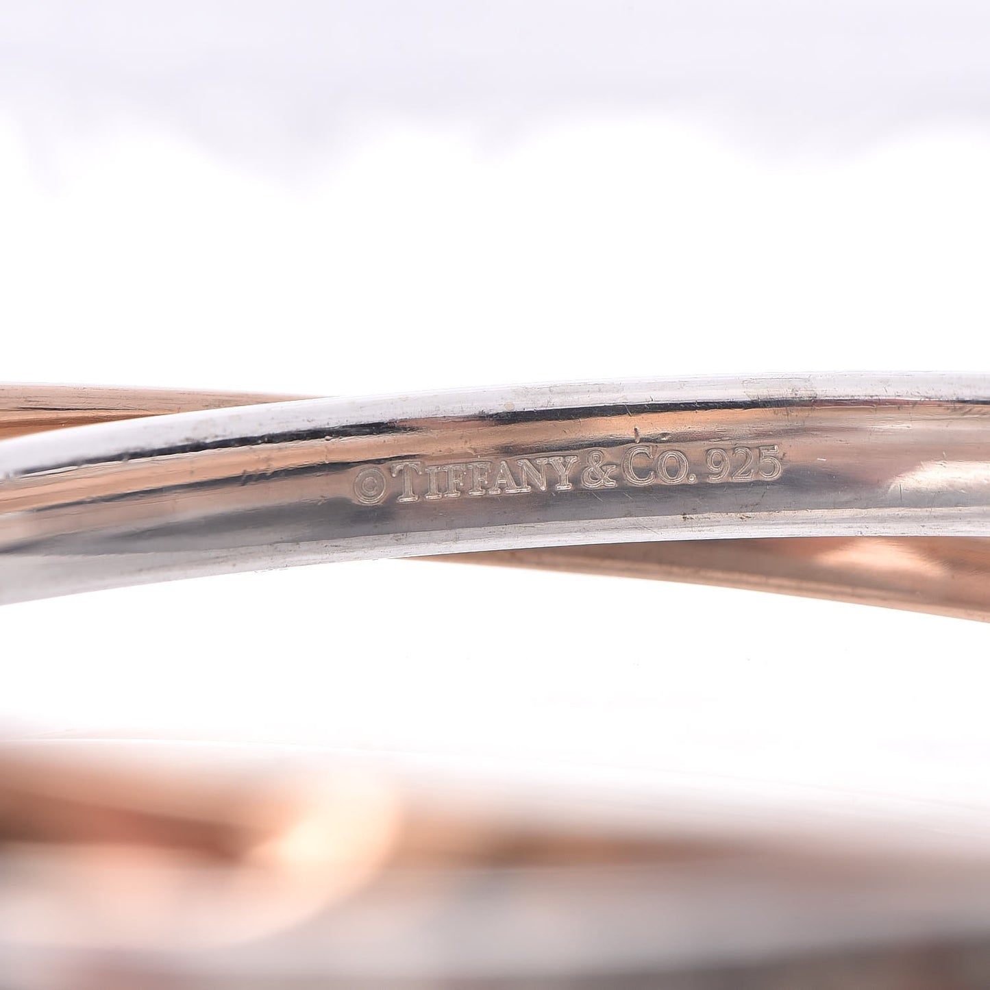 18K Rose Gold Sterling Silver Interlocking Bangle Bracelet