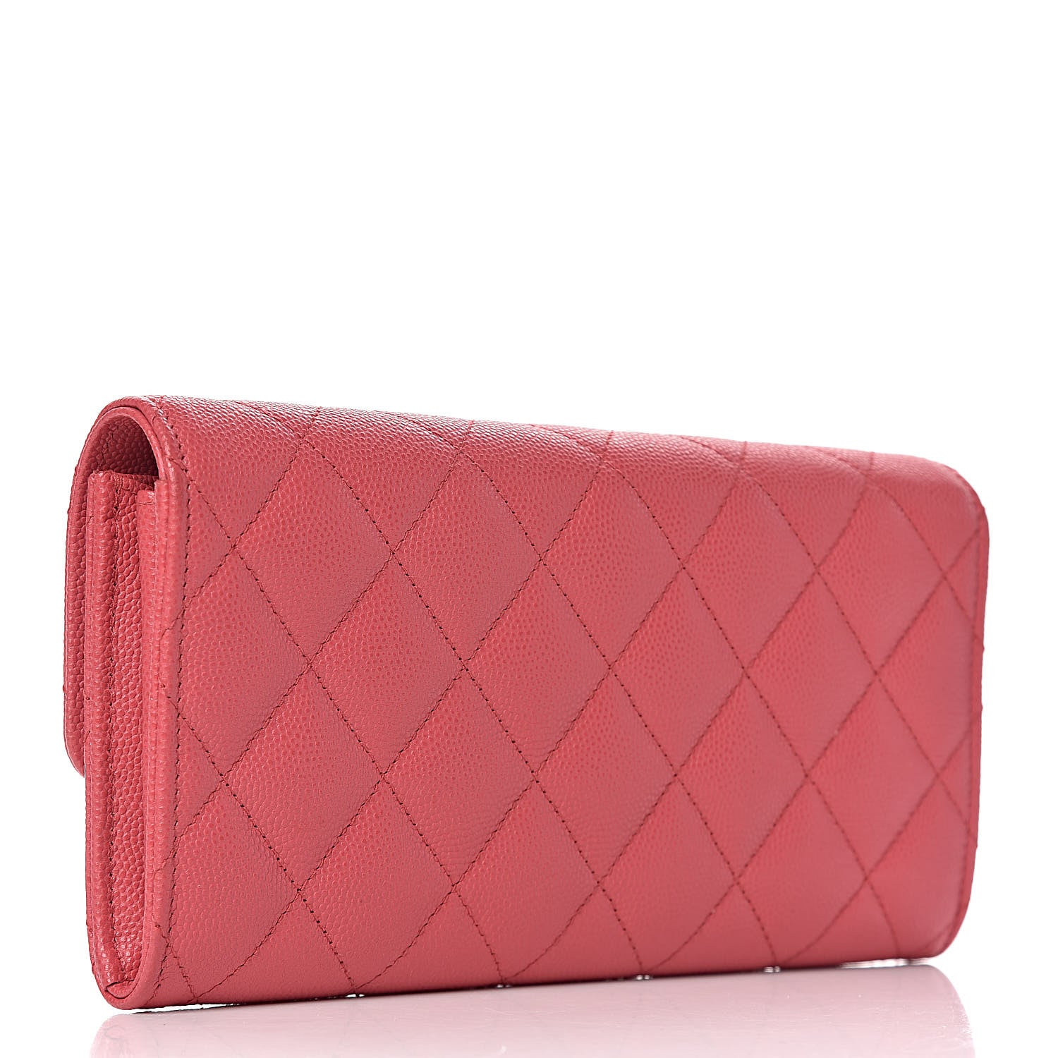 Chanel Caviar Quilted Large Gusset Flap Wallet Pink 3 of 10