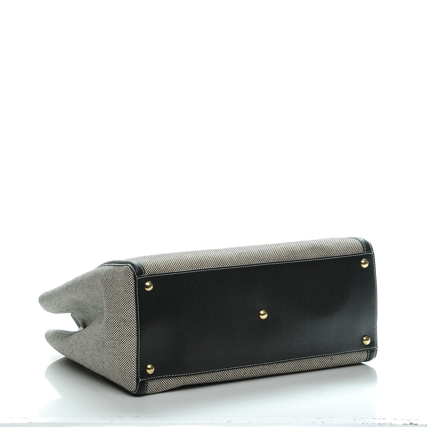 Canvas Vitello Regular 2Jours Tote Bianco Black